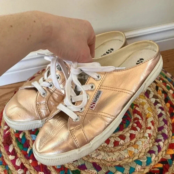 Superga rose gold metallic sneakers  mules - Picture 2 of 4